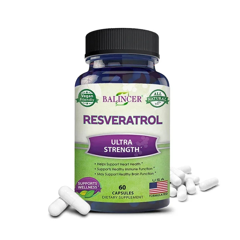 Resveratrol Supplements - Supports Cellular Health, Promotes Skin Radiance,Anti-aging,120 Capsules