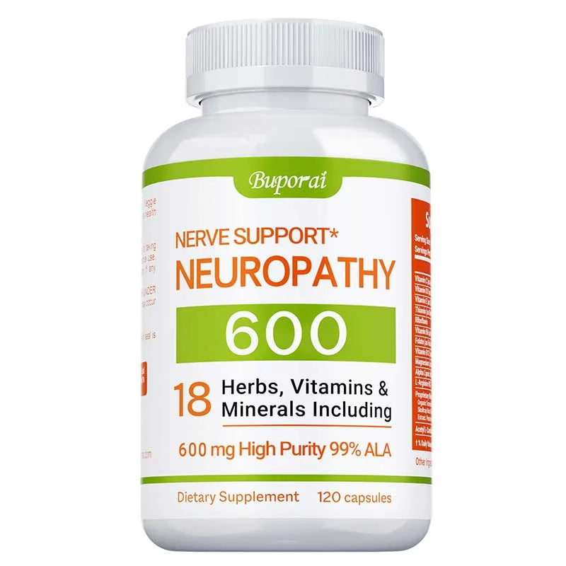 Neuropathy Support Supplement 600mg - Antioxidant, Reduces Stress, Promotes Nerve Health, Cellular Energy, Metabolism,Non-GMO