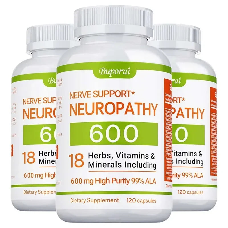 Neuropathy Support Supplement 600mg - Reduces Stress, Promotes Nerve Health and Brain Function, Cellular Energy, Non-GMO