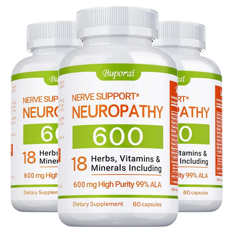 Neuropathy Support Supplement 600mg - Antioxidant, Reduces Stress, Promotes Nerve Health, Cellular Energy, Metabolism,Non-GMO