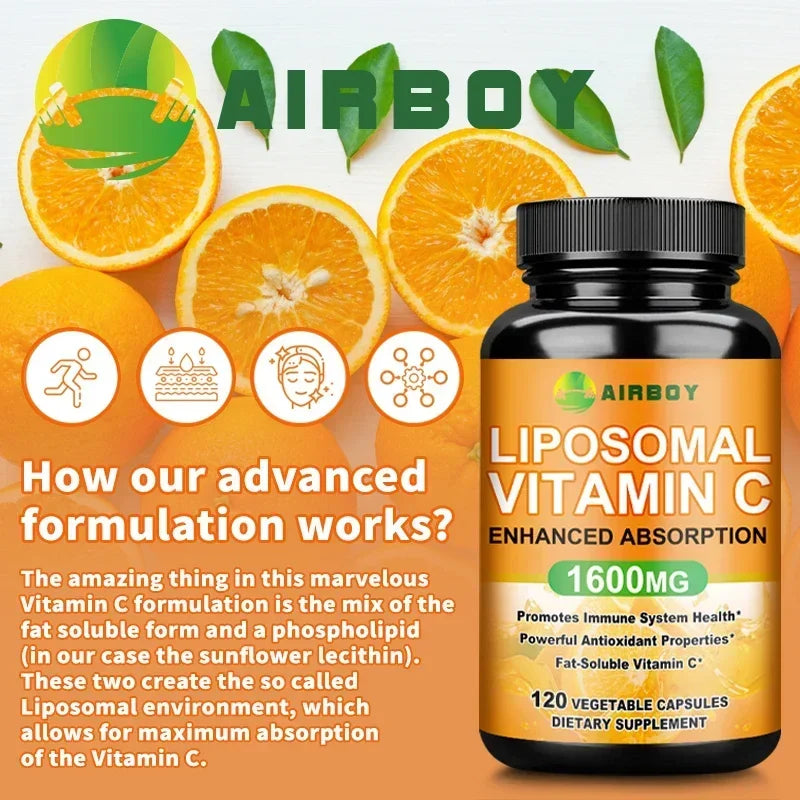 Liposomal Vitamin C Supplement - Promotes Collagen Production, Powerful Antioxidant, Immune Support