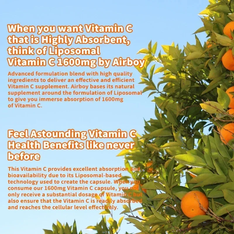 Liposomal Vitamin C Supplement - Promotes Collagen Production, Powerful Antioxidant, Immune Support