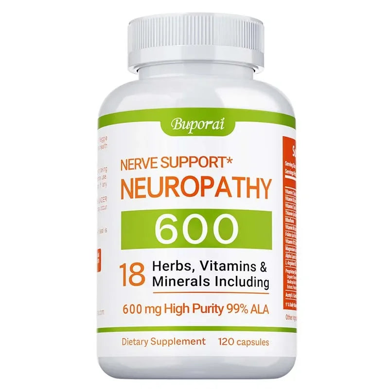 Neuropathy Support Supplement 600mg - Reduces Stress, Promotes Nerve Health and Brain Function, Cellular Energy, Non-GMO