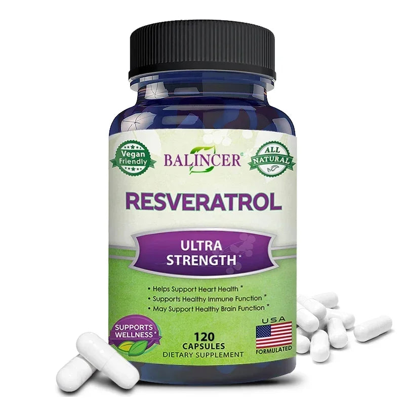 Resveratrol Supplements - Supports Cellular Health, Promotes Skin Radiance,Anti-aging,120 Capsules