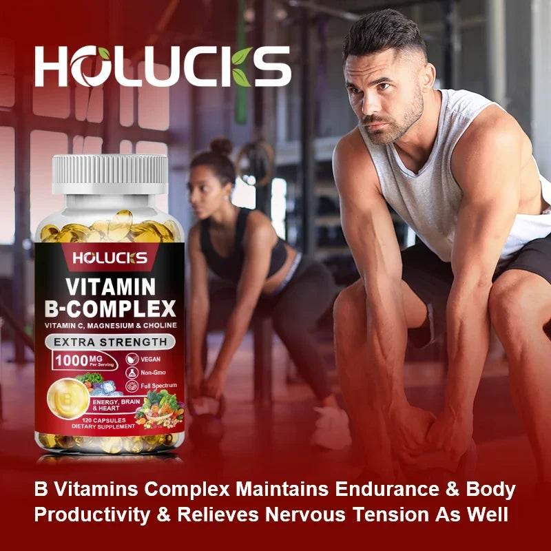 Vitamin B Complex Supplement - (B1, B2, B3, B5, B6, B7, B8, B9, B12 Folic Acid&Biotin) with Vitamin C, Inositol - Energy Healthy